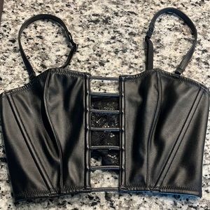 XS- Victoria’s Secret faux leather strapless bralette cami top long line